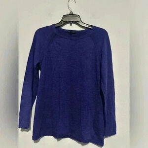 Eileen Fisher Womens Blue Wool Long Sleeve Sweater Top Size M
